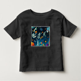 Camiseta Infantil Gatos Jogando Basquete no Espaço com Astronautas