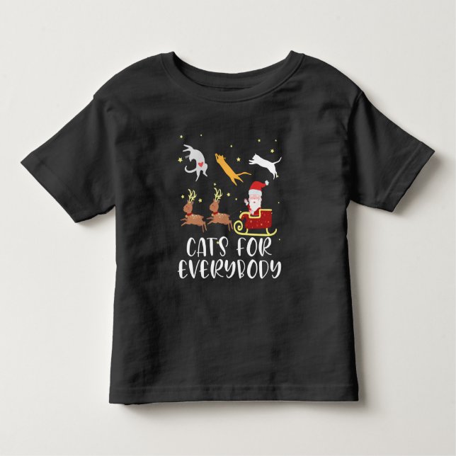 Camiseta Infantil Gatos Para Todos o Natal Gato Divertido Xmas Mulhe (Frente)