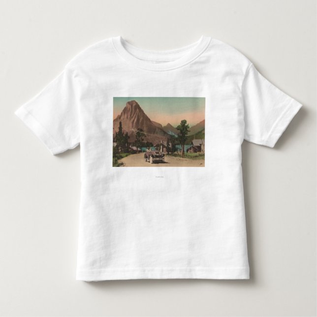 Camiseta Infantil Geleira, TA - vista de dois chalés & Mt. Rockwell (Frente)