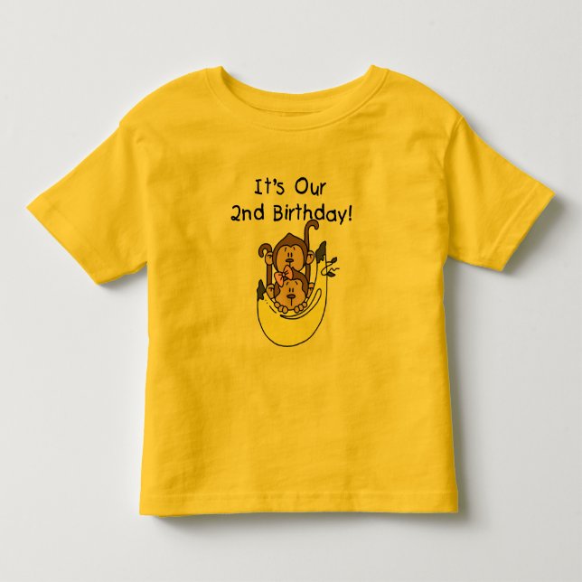 Camiseta Infantil Gêmeos, Macaco, segundo aniversário (Frente)