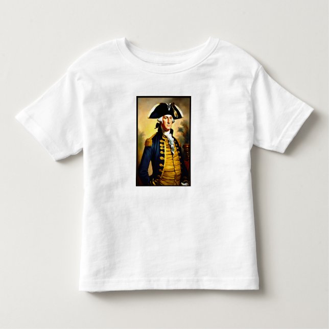 Camiseta Infantil George Washington com traje de batalha (Frente)