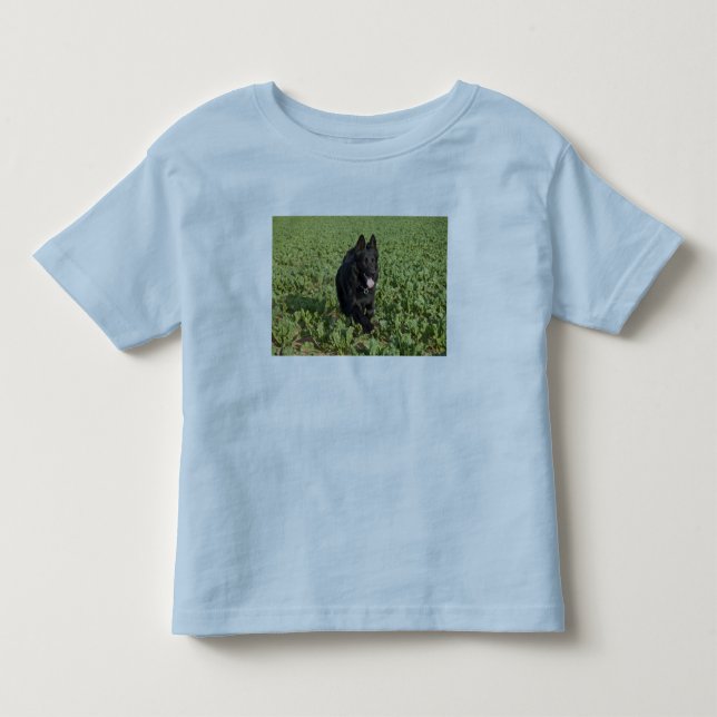 Camiseta Infantil German shepherd preto da laca (Frente)