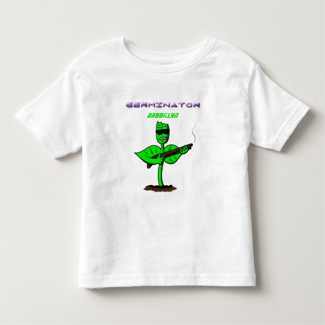 Camiseta Infantil Germinador cyborg planta engraçada desenho animado (Frente)