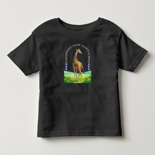 Camiseta Infantil girafa alta em pé (Frente)