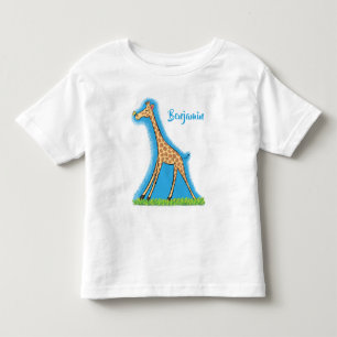 Camiseta Infantil Girafa bonita e feliz com cartoon de borboleta