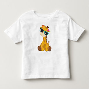 Camiseta Infantil Girafa Bonita, Girafa Com Óculos De Sol, Bela Anim