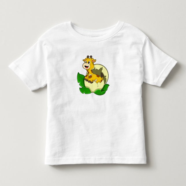 Camiseta Infantil Girafa com Folha & Ovo (Frente)