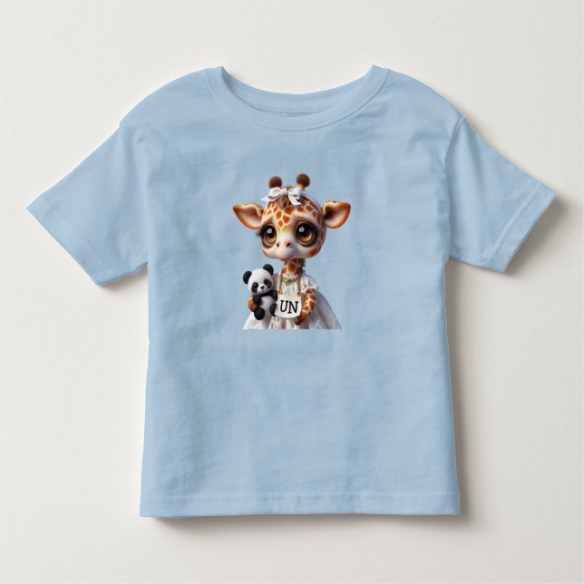 Camiseta Infantil Girafa com Panda (Frente)