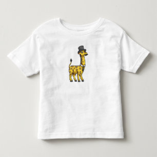 Camiseta Infantil Girafa como Cavalheiro com Chapéu, Gravata e Bigod