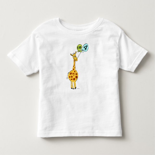 Camiseta Infantil Girafa de 4º aniversário (Frente)