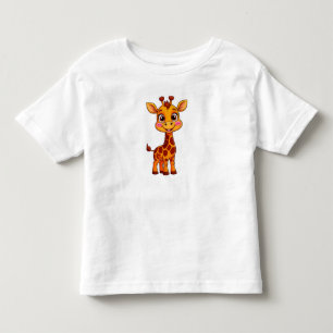 Camiseta Infantil Girafa de desenho animado fofa em pé alegremente