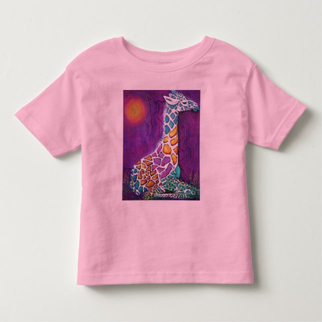 Camiseta Infantil Girafa do arco-íris (Frente)
