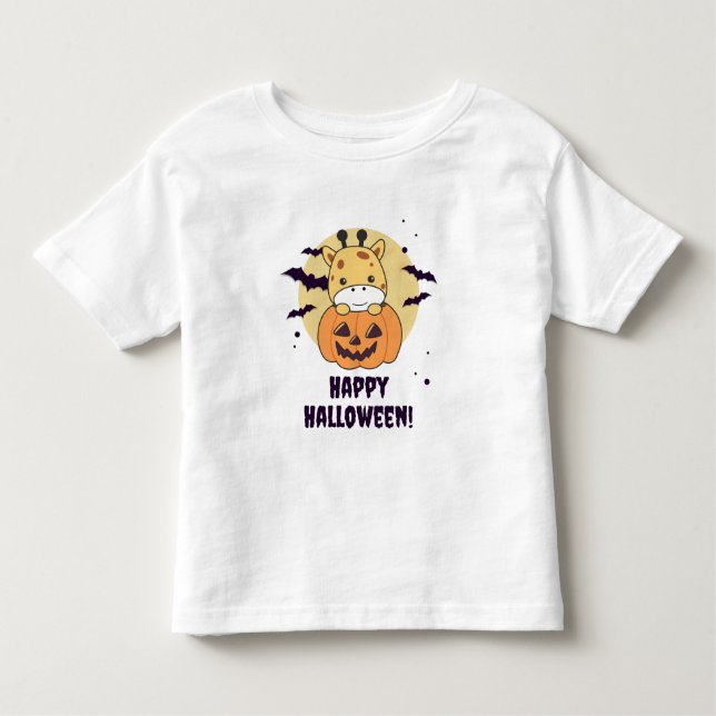 Camiseta Infantil Girafa em abóboras, girafas bonitas, Feliz Dia das (Frente)