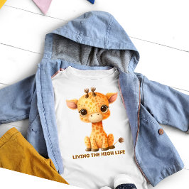 Camiseta Infantil Girafa Engraçada Vivendo no Alto