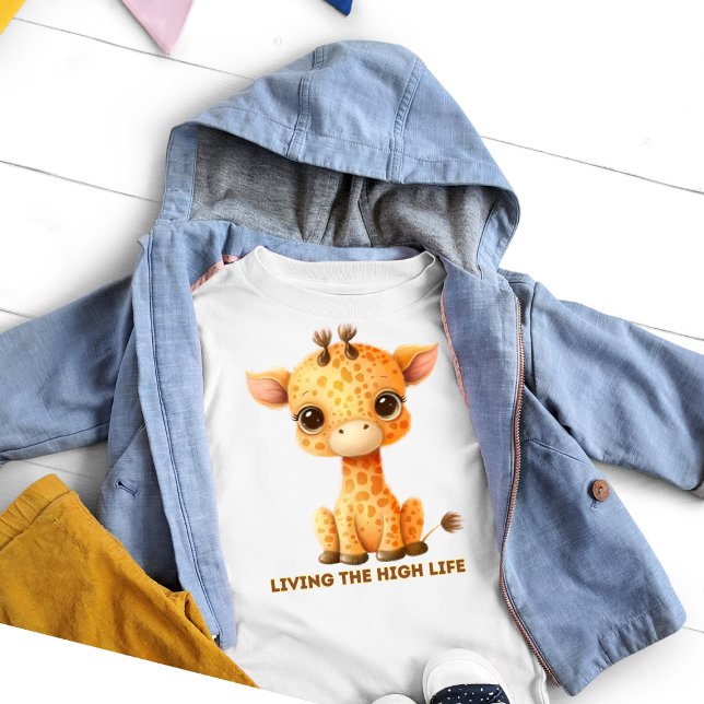 Camiseta Infantil Girafa Engraçada Vivendo no Alto (Criador carregado)
