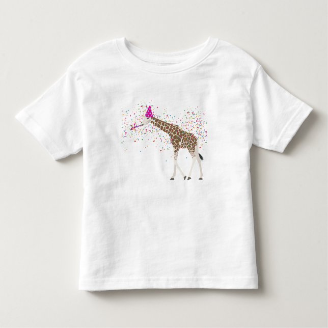 Camiseta Infantil Girafa Partilhando Animais Safari Festa (Frente)