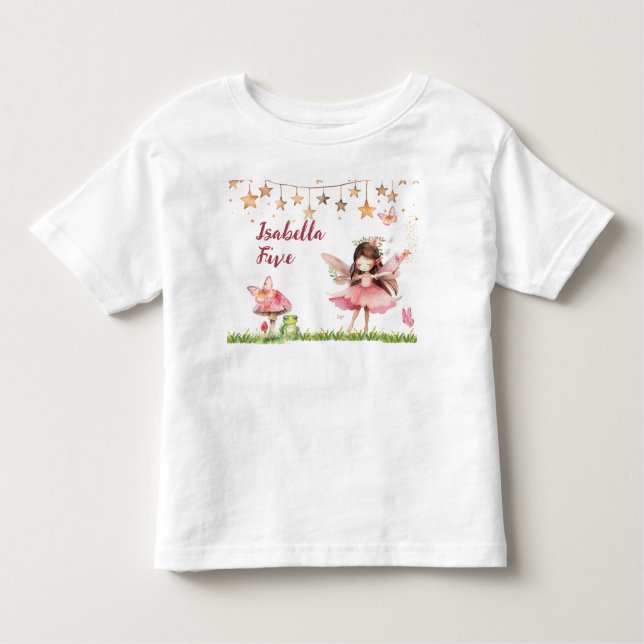 Camiseta Infantil Girls Fairy Tale Castle Frog Mushroom Birthday (Frente)