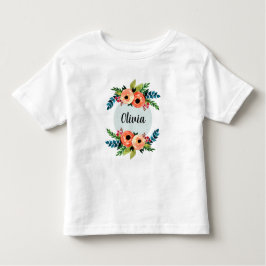 Camiseta Infantil Girls Flowers e Nome Florais de Flores de Cores de