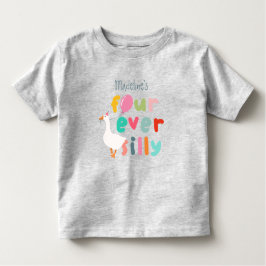 Camiseta Infantil Girls Four Ever Silly Farm Goose 4th Birthday