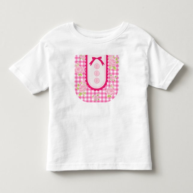 Camiseta Infantil Girly gingham check pattern with cute ribbon (Frente)