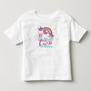 Camiseta Infantil Girly Unicorn segundo aniversário Party