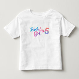 Camiseta Infantil Glitter Birthday Girl 5 Kids T-Shirt