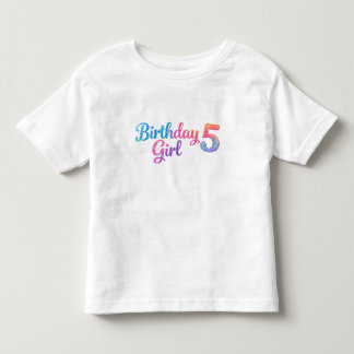 Camiseta Infantil Glitter Birthday Girl 5 Kids T-Shirt