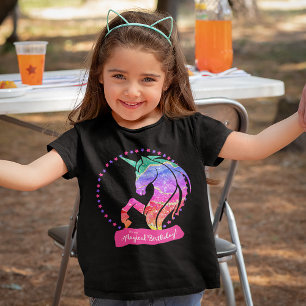 Camiseta Infantil Glitter Unicorn Rainbow É meu aniversário mágico