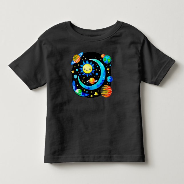 Camiseta Infantil Globo Espacial Vibrante Com Planetas (Frente)