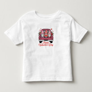 Camiseta Infantil gnomes-apaixonados-valentines-rosado-caminhão-feli