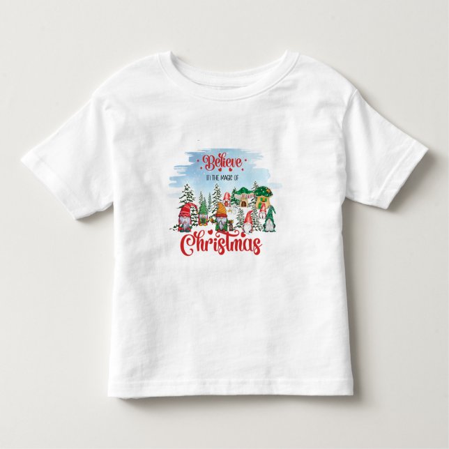 Camiseta Infantil Gnomo Bonito Celebrando Férias de Natal (Frente)
