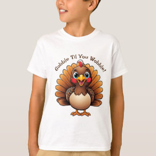 Camiseta Infantil "Gobble Til You Wobble" com Peru