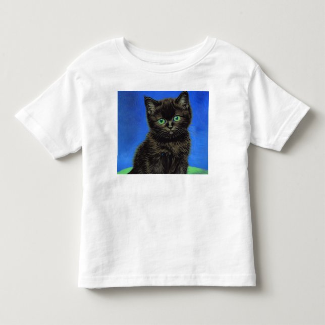 Camiseta Infantil Gogh Style Black Kitten (Frente)
