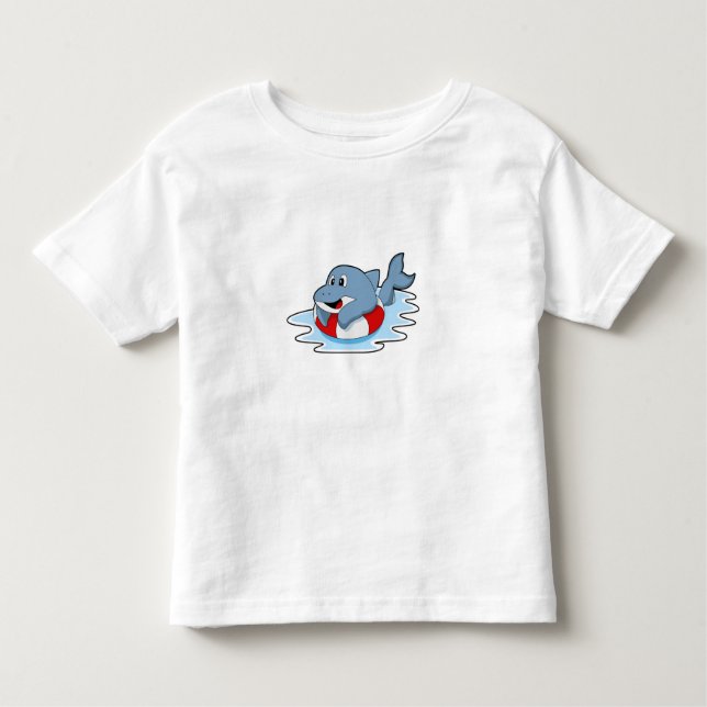 Camiseta Infantil Golfinho a Nadar com anel de Natação.PNG (Frente)