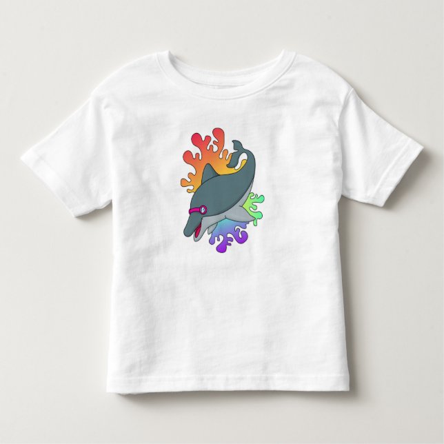 Camiseta Infantil Golfinho a Nadar com óculos de natação (Frente)
