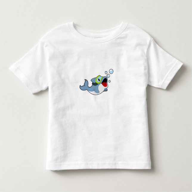Camiseta Infantil Golfinho ao mergulho com bolhas de água.PNG (Frente)