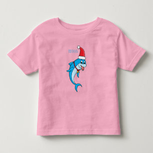 Camiseta Infantil Golfinho bonito com desenho animado de Papai Noel
