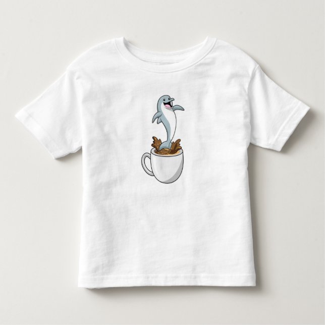 Camiseta Infantil Golfinho com Taça de Café (Frente)