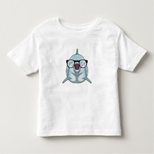 Camiseta Infantil Golfinho como Nerd de Óculos