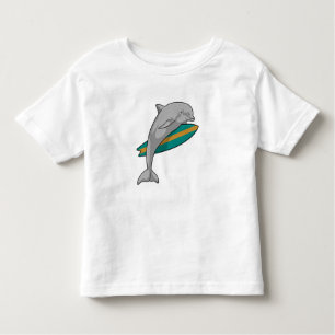 Camiseta Infantil Golfinho como Surfer com Surfboard