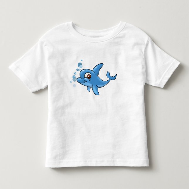 Camiseta Infantil Golfinho de Cartoon Bonito (Frente)