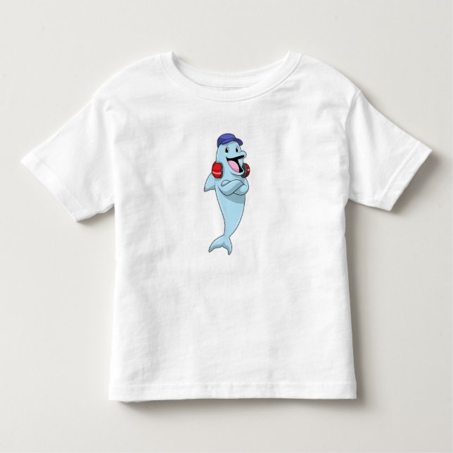 Camiseta Infantil Golfinho em Ouça música (Frente)