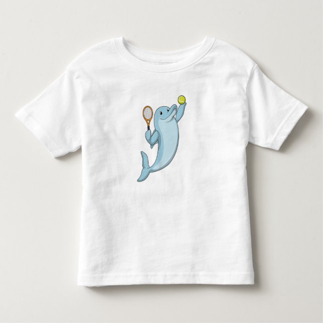 Camiseta Infantil Golfinho em Tênis com raquete Tênis (Frente)