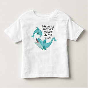 Camiseta Infantil Golfinho Feliz Meu Irmãozinho acha que sou o melho