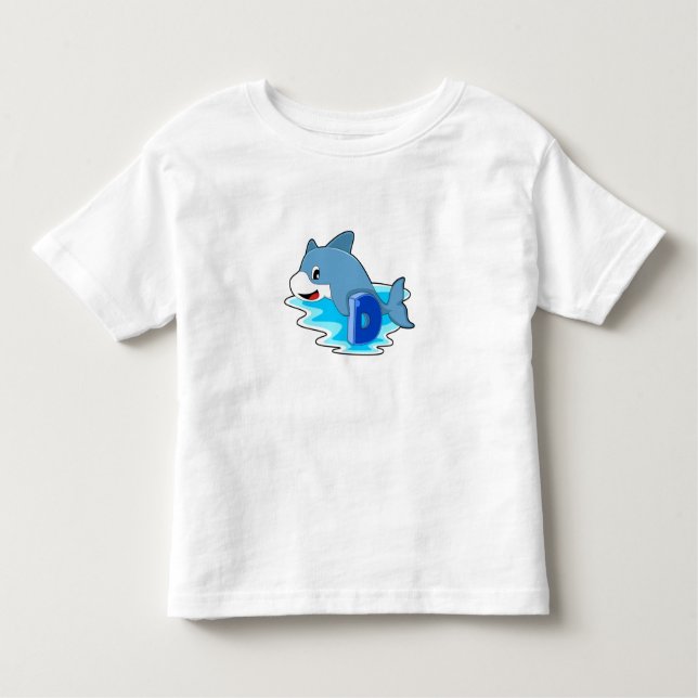 Camiseta Infantil Golfinho Nadando com Letra (Frente)