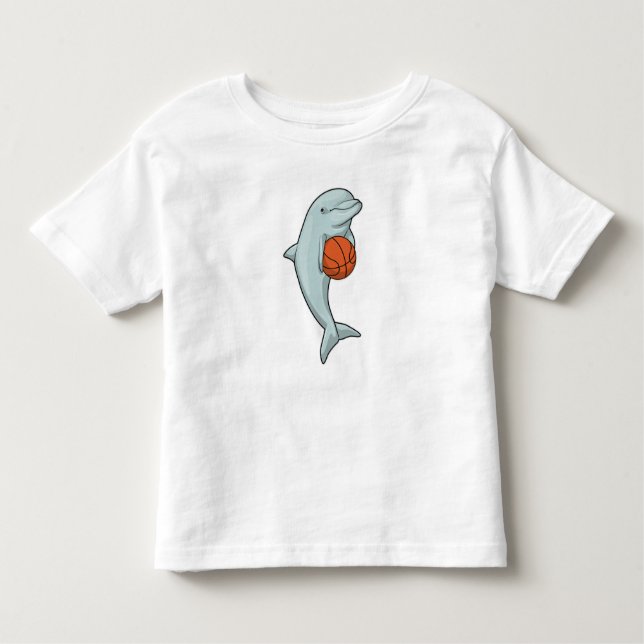 Camiseta Infantil Golfinho no Esporte de Basquete (Frente)