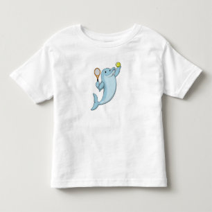 Camiseta Infantil Golfinho no Tênis com Raquete de Tênis