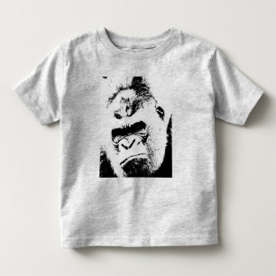 Camiseta Infantil Gorila Pop de preto e branco