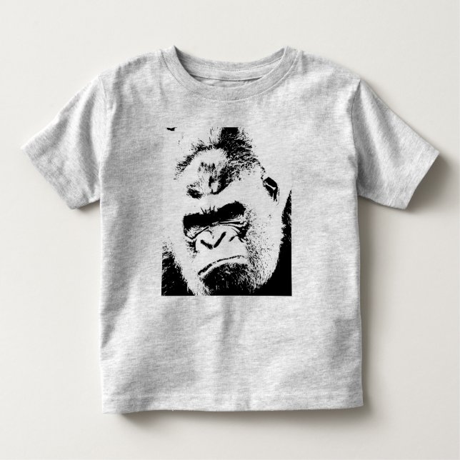 Camiseta Infantil Gorila Pop de preto e branco (Frente)
