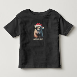 Camiseta Infantil Gorro Divertido de Natal Capivara Férias de Natal